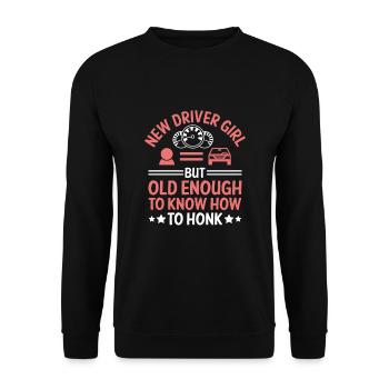 Driving License Passed New Driver Permit Driving S - Unisex Sweatshirt - black - Front - Alina (178cm) & Michal (187cm)