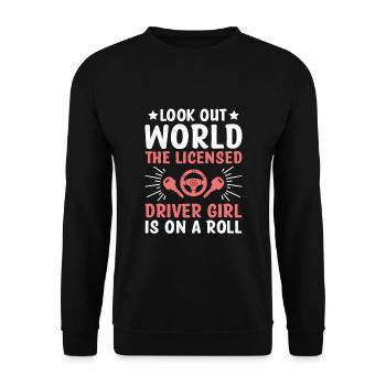 Driving License Passed New Driver Permit Driving S - Unisex Sweatshirt - black - Front - Alina (178cm) & Michal (187cm)