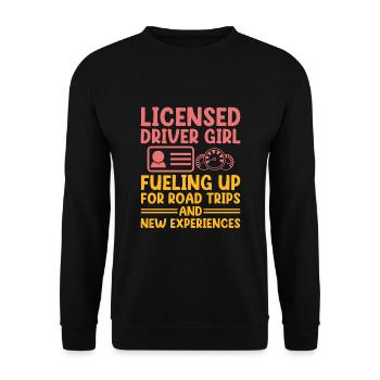 Driving License Passed New Driver Permit Driving S - Unisex Sweatshirt - black - Front - Alina (178cm) & Michal (187cm)