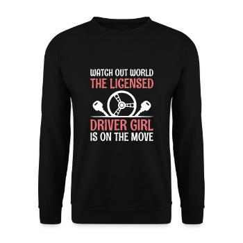 Driving License Passed New Driver Permit Driving S - Unisex Sweatshirt - black - Front - Alina (178cm) & Michal (187cm)
