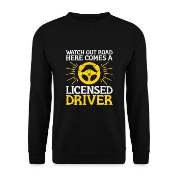 Driving License Passed New Driver Permit Driving S - Unisex Sweatshirt - black - Front - Alina (178cm) & Michal (187cm)