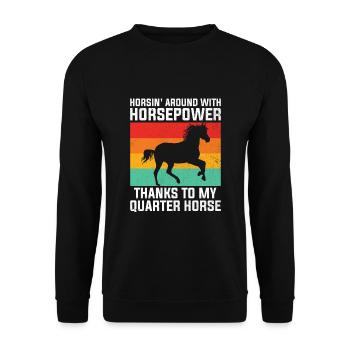 American Quarter Horse Reitpferd Liebhaber Hors - Unisex Pullover - Schwarz - Vorne - Alina (178cm) & Michal (187cm)