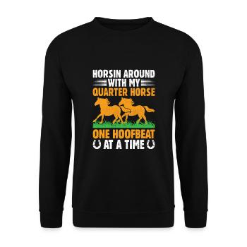 American Quarter Horse Equestrian Horse Lover Hors - Unisex Sweatshirt - black - Front - Alina (178cm) & Michal (187cm)