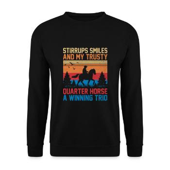 American Quarter Horse Reitpferd Liebhaber Hors - Unisex Pullover - Schwarz - Vorne - Alina (178cm) & Michal (187cm)