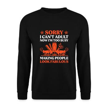 Coiffeur Coiffeur Coiffeur Coiffure Coiffure - Sweat-shirt Unisexe - noir - Devant - Alina (178cm) & Michal (187cm)