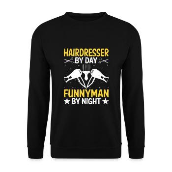 Coiffeur Coiffeur Coiffeur Coiffure Coiffure - Sweat-shirt Unisexe - noir - Devant - Alina (178cm) & Michal (187cm)