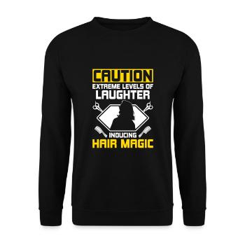 Coiffeur Coiffeur Coiffeur Coiffure Coiffure - Sweat-shirt Unisexe - noir - Devant - Alina (178cm) & Michal (187cm)