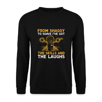 Coiffeur Coiffeur Coiffeur Coiffure Coiffure - Sweat-shirt Unisexe - noir - Devant - Alina (178cm) & Michal (187cm)