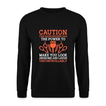 Coiffeur Coiffeur Coiffeur Coiffure Coiffure - Sweat-shirt Unisexe - noir - Devant - Alina (178cm) & Michal (187cm)