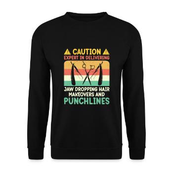 Coiffeur Coiffeur Coiffeur Coiffure Coiffure - Sweat-shirt Unisexe - noir - Devant - Alina (178cm) & Michal (187cm)