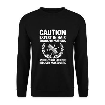 Coiffeur Coiffeur Coiffeur Coiffure Coiffure - Sweat-shirt Unisexe - noir - Devant - Alina (178cm) & Michal (187cm)