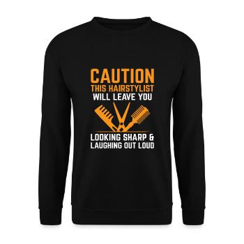 Coiffeur Coiffeur Coiffeur Coiffure Coiffure - Sweat-shirt Unisexe - noir - Devant - Alina (178cm) & Michal (187cm)