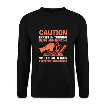 Coiffeur Coiffeur Coiffeur Coiffure Coiffure - Sweat-shirt Unisexe - noir - Devant - Alina (178cm) & Michal (187cm)