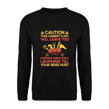 Coiffeur Coiffeur Coiffeur Coiffure Coiffure - Sweat-shirt Unisexe - noir - Devant - Alina (178cm) & Michal (187cm)