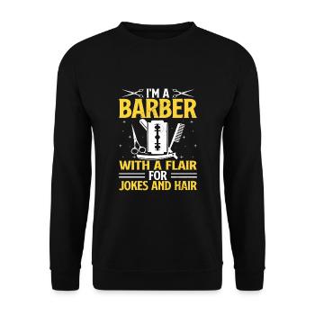 Friseur Friseur Hairapist Haarstyling Haare - Unisex Pullover - Schwarz - Vorne - Alina (178cm) & Michal (187cm)