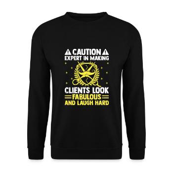 Friseur Friseur Hairapist Haarstyling Haare - Unisex Pullover - Schwarz - Vorne - Alina (178cm) & Michal (187cm)