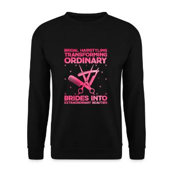 Coiffeur Coiffeur Coiffeur Coiffure Coiffure - Sweat-shirt Unisexe - noir - Devant - Alina (178cm) & Michal (187cm)