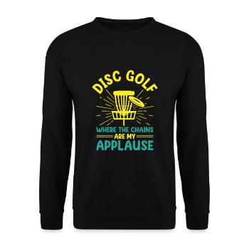 Disc Golf Player Disc Golfer Frisbee Player Par Pu - Unisex Pullover - Schwarz - Vorne - Alina (178cm) & Michal (187cm)