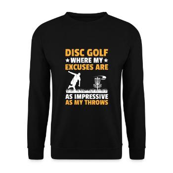 Disc Golf Player Disc Golfer Frisbee Player Par Pu - Unisex Pullover - Schwarz - Vorne - Alina (178cm) & Michal (187cm)