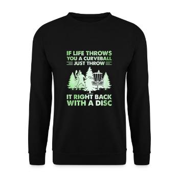 Disc Golf Player Disc Golfer Frisbee Player Par Pu - Unisex Pullover - Schwarz - Vorne - Alina (178cm) & Michal (187cm)