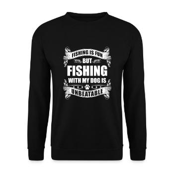 Angeln Hundebesitzer Hundeliebhaber Perfect Fishing Funn - Unisex Pullover - Schwarz - Vorne - Alina (178cm) & Michal (187cm)
