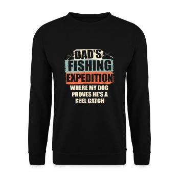 Angeln Hundebesitzer Hundeliebhaber Perfect Fishing Funn - Unisex Pullover - Schwarz - Vorne - Alina (178cm) & Michal (187cm)