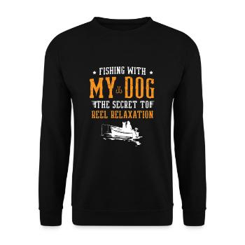 Angeln Hundebesitzer Hundeliebhaber Perfect Fishing Funn - Unisex Pullover - Schwarz - Vorne - Alina (178cm) & Michal (187cm)