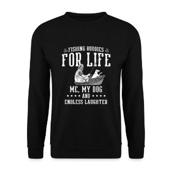 Angeln Hundebesitzer Hundeliebhaber Perfect Fishing Funn - Unisex Pullover - Schwarz - Vorne - Alina (178cm) & Michal (187cm)