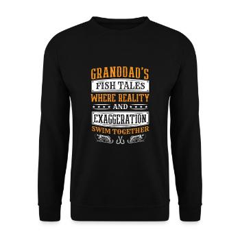 Angeln Großvater Großvater Fischer Enkel Lustig - Unisex Pullover - Schwarz - Vorne - Alina (178cm) & Michal (187cm)