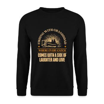 Angeln Großvater Großvater Fischer Enkel Lustig - Unisex Pullover - Schwarz - Vorne - Alina (178cm) & Michal (187cm)