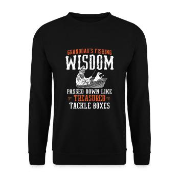 Angeln Großvater Großvater Fischer Enkel Lustig - Unisex Pullover - Schwarz - Vorne - Alina (178cm) & Michal (187cm)