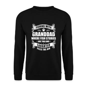 Angeln Großvater Großvater Fischer Enkel Lustig - Unisex Pullover - Schwarz - Vorne - Alina (178cm) & Michal (187cm)