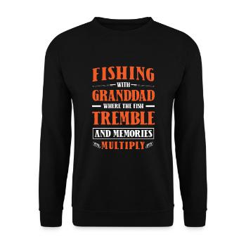 Angeln Großvater Großvater Fischer Enkel Lustig - Unisex Pullover - Schwarz - Vorne - Alina (178cm) & Michal (187cm)