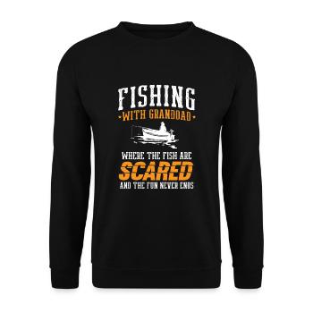 Angeln Großvater Großvater Fischer Enkel Lustig - Unisex Pullover - Schwarz - Vorne - Alina (178cm) & Michal (187cm)