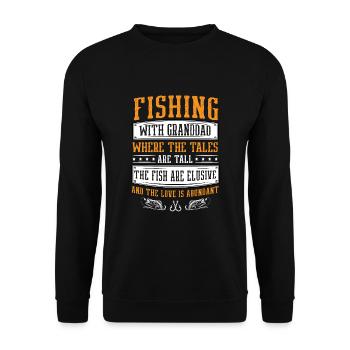 Angeln Großvater Großvater Fischer Enkel Lustig - Unisex Pullover - Schwarz - Vorne - Alina (178cm) & Michal (187cm)