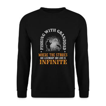 Angeln Großvater Großvater Fischer Enkel Lustig - Unisex Pullover - Schwarz - Vorne - Alina (178cm) & Michal (187cm)