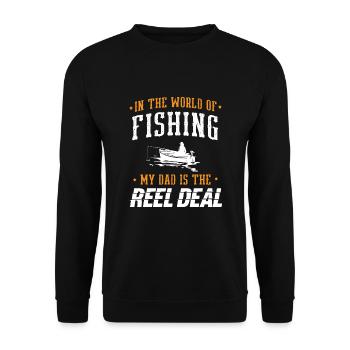 Pêche Papa Papa Pêcheur Childern Drôle Poisson Alors - Sweat-shirt Unisexe - noir - Devant - Alina (178cm) & Michal (187cm)