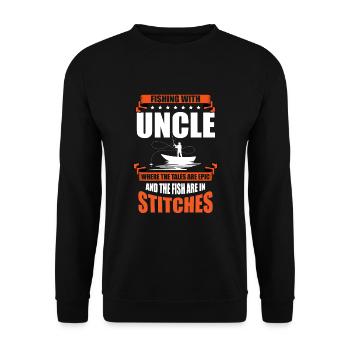 Angeln Onkel Fischer Onkel Lustiger Fisch Perfekt - Unisex Pullover - Schwarz - Vorne - Alina (178cm) & Michal (187cm)