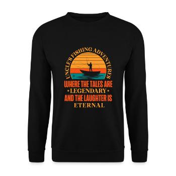 Pêche Oncle Pêcheur Oncles Drôle Poisson Parfait - Sweat-shirt Unisexe - noir - Devant - Alina (178cm) & Michal (187cm)