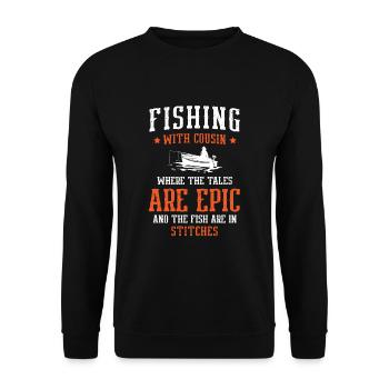 Pêche Cousin Pêcheur Cousins Drôle Poisson Perfec - Sweat-shirt Unisexe - noir - Devant - Alina (178cm) & Michal (187cm)