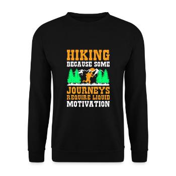 Wandern Wanderer Natur Trekking Outdoor Bergsteigerin - Unisex Pullover - Schwarz - Vorne - Alina (178cm) & Michal (187cm)