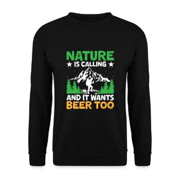 Wandern Wanderer Outdoor Bergsteigen Natur Trekkin - Unisex Pullover - Schwarz - Vorne - Alina (178cm) & Michal (187cm)