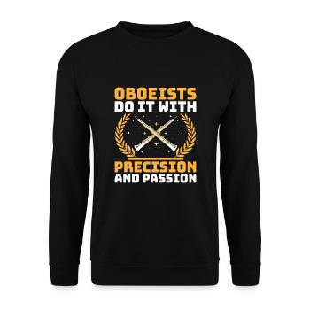 Joueur de hautbois Hautbois Basoonist Marching Band Instrumen - Sweat-shirt Unisexe - noir - Devant - Alina (178cm) & Michal (187cm)