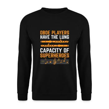 Joueur de hautbois Hautbois Basoonist Marching Band Instrumen - Sweat-shirt Unisexe - noir - Devant - Alina (178cm) & Michal (187cm)