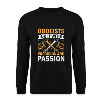 Joueur de hautbois Hautbois Basoonist Marching Band Instrumen - Sweat-shirt Unisexe - noir - Devant - Alina (178cm) & Michal (187cm)