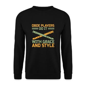 Oboe Player Oboe Basoonist Marching Band Instrumen - Unisex Sweatshirt - black - Front - Alina (178cm) & Michal (187cm)