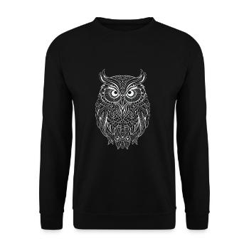Mythical Magical Boho Owl with Patterns - Unisex Sweatshirt - black - Front - Alina (178cm) & Michal (187cm)