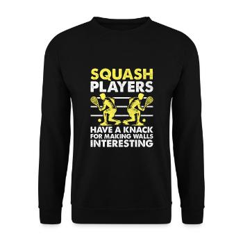 Squashspieler Squash Tennisspieler Raquetball Spor - Unisex Pullover - Schwarz - Vorne - Alina (178cm) & Michal (187cm)