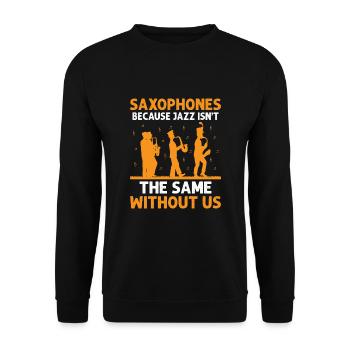 Blaskapelle Sprüche Lustige Marschinstrumente - Unisex Pullover - Schwarz - Vorne - Alina (178cm) & Michal (187cm)