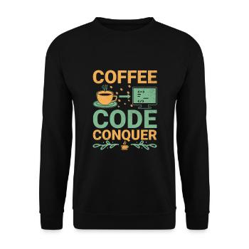 Coffee Coding Programmer Coder Developer Nerd Coff - Unisex Sweatshirt - black - Front - Alina (178cm) & Michal (187cm)